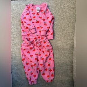 Hanna Andersson Pink Tulip Print Sweatsuit